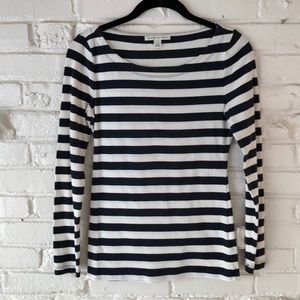 Banana Republic Navy & White Striped Tee